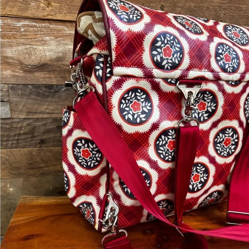 Petunia Pickle Bottom Boxy Backpack Diaper Bag - Vibrant Red Pattern